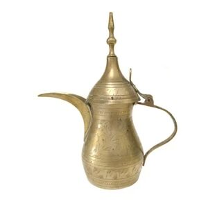 Vintage Hand Made Etched Brass Arabic Dallah Coffee Pot